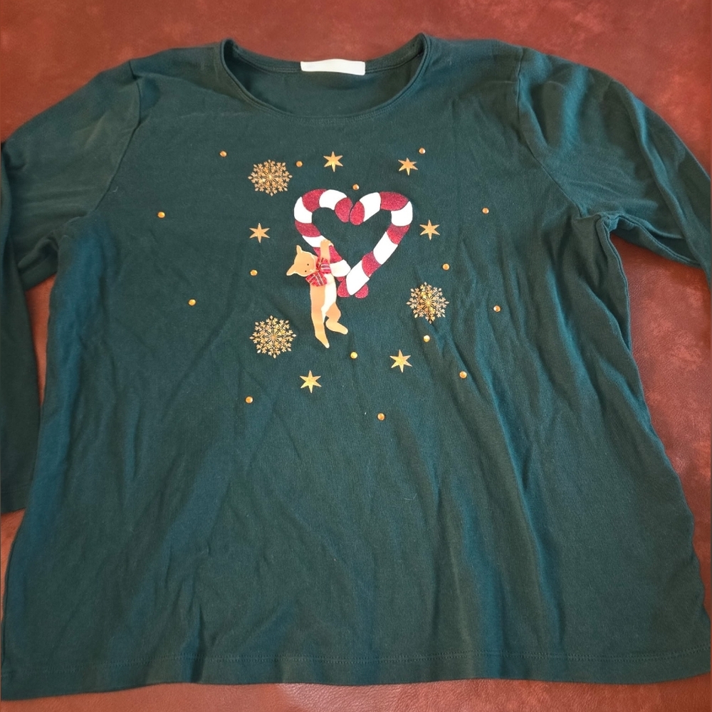 Green Long Sleeve Holiday Top